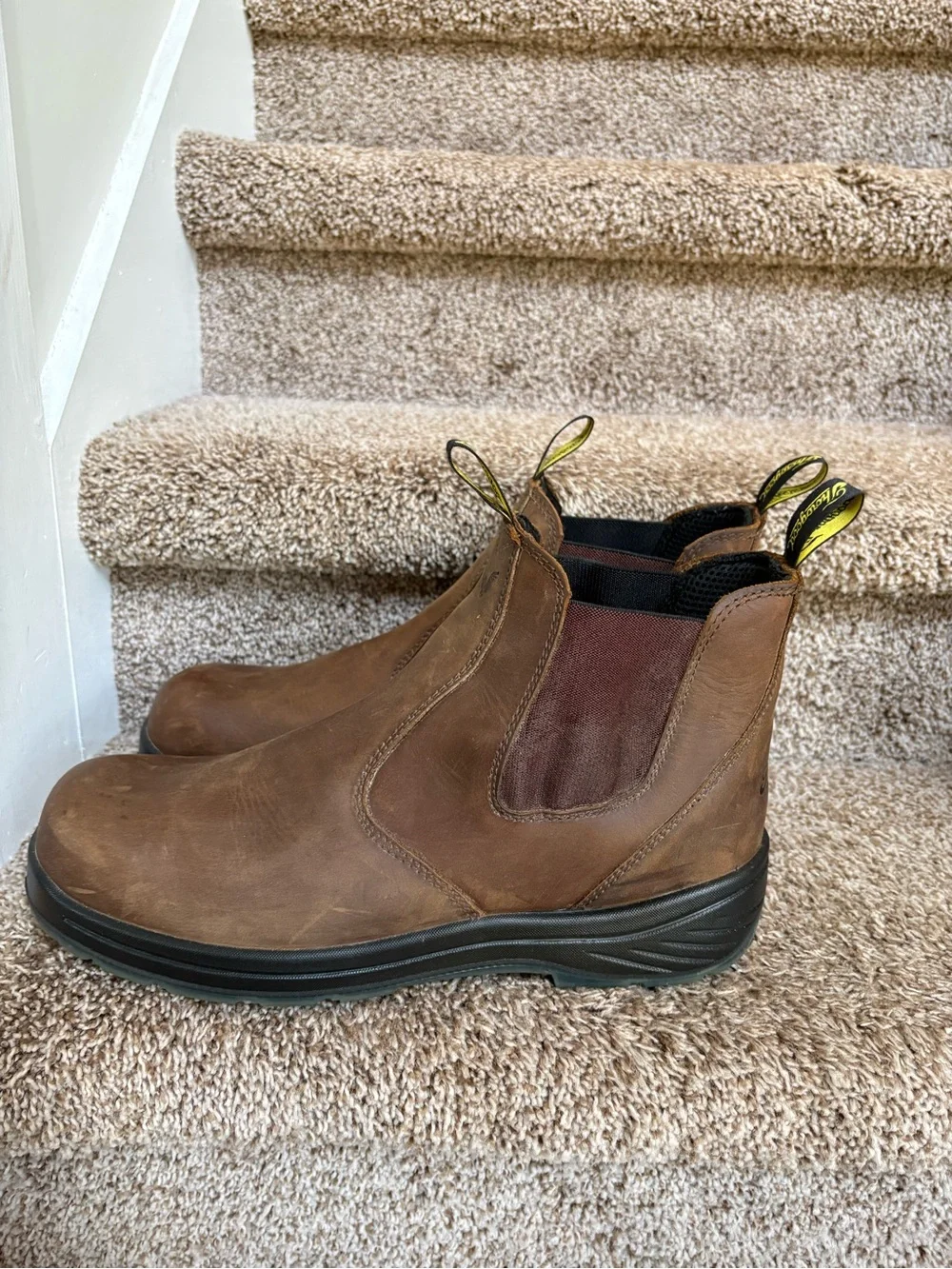Thorogood Men's Brown Leather Slip-On Chelsea Work Boots